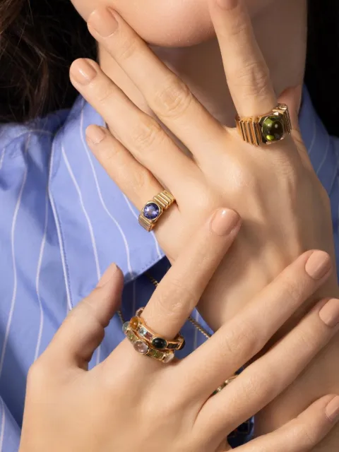 Van Robot anillo de sello Can Dynasty en oro amarillo de 18kt