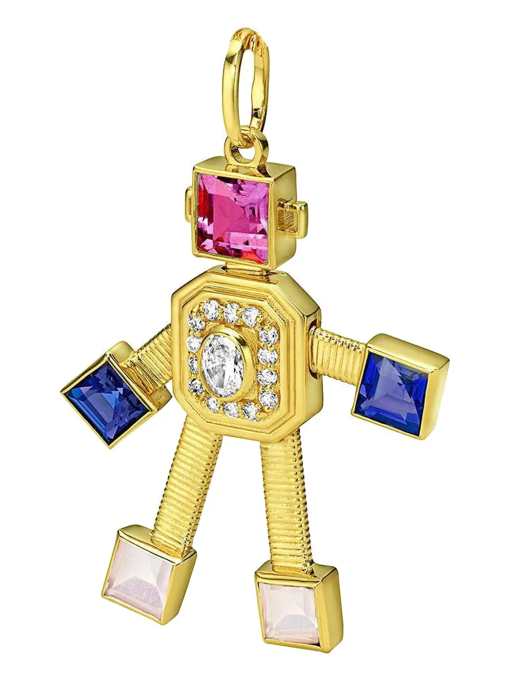 Van Robot 18K yellow gold multi-stone robot-shaped pendant | Gold | Image 1