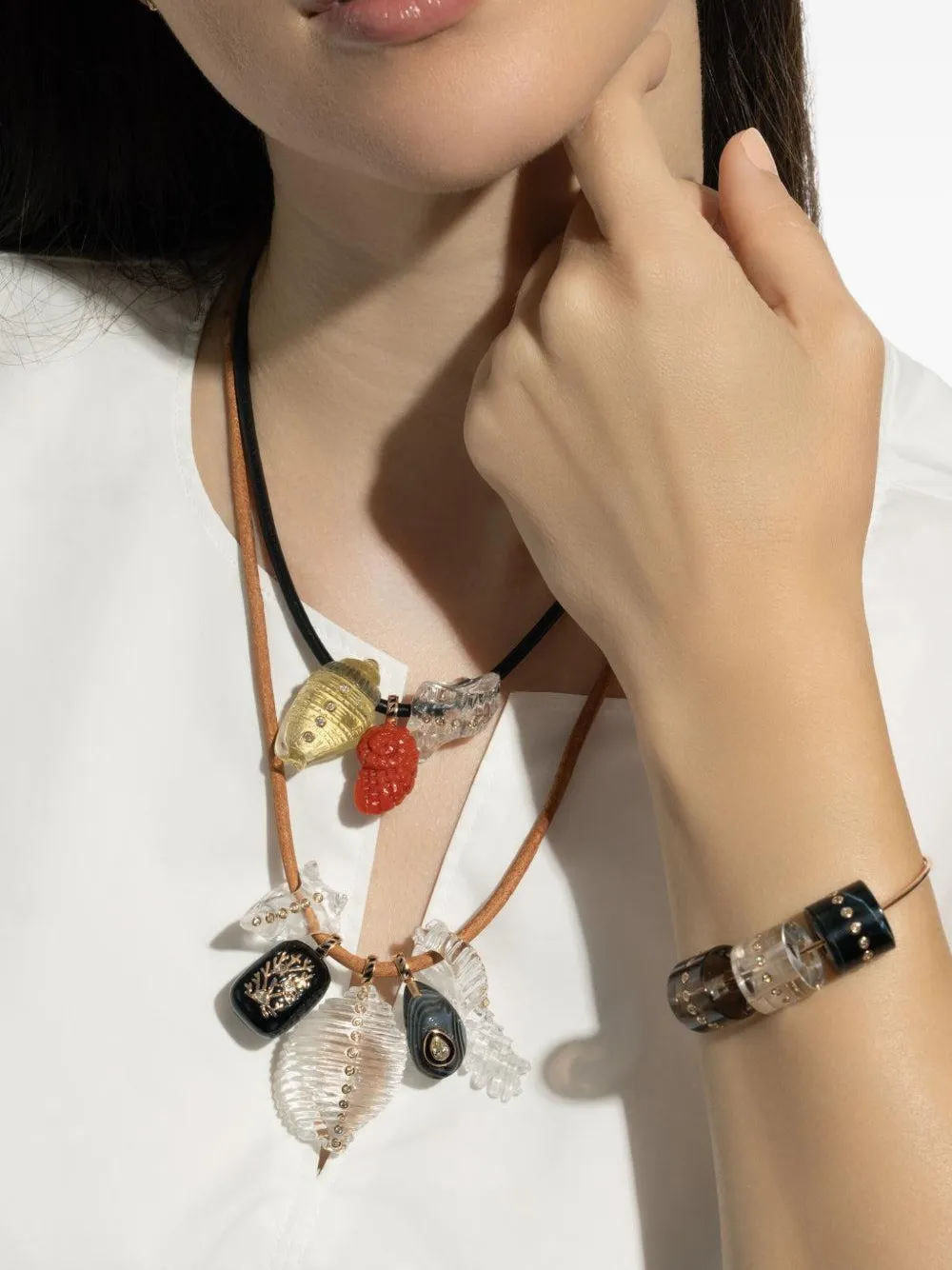 Dezso 18k Rose Gold Petite Polki Onyx And Diamond Charm In Black