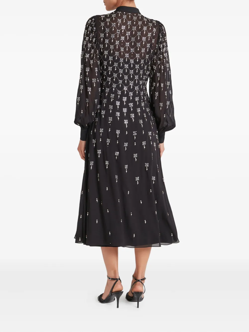 Temperley London Embellished Puff-sleeve Shirt Dress In Black