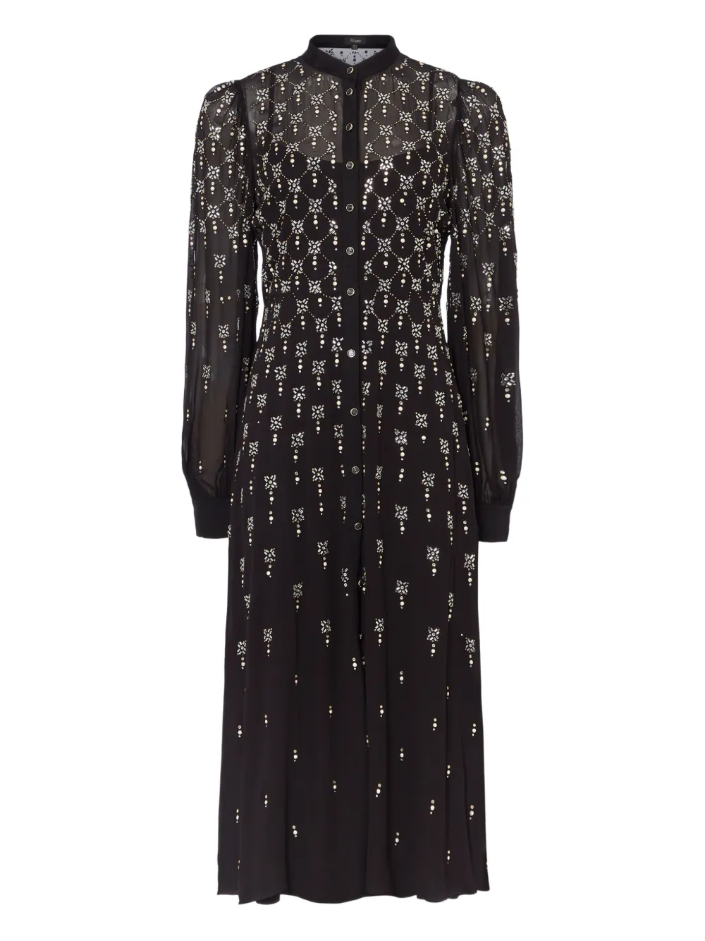 Temperley London Embellished Puff-sleeve Shirt Dress In Black