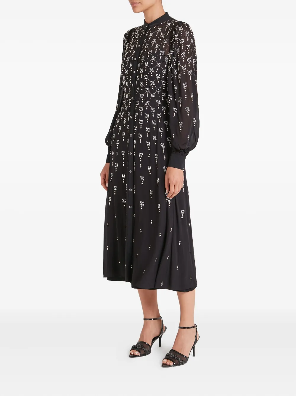 Temperley London Embellished Puff-sleeve Shirt Dress In Black