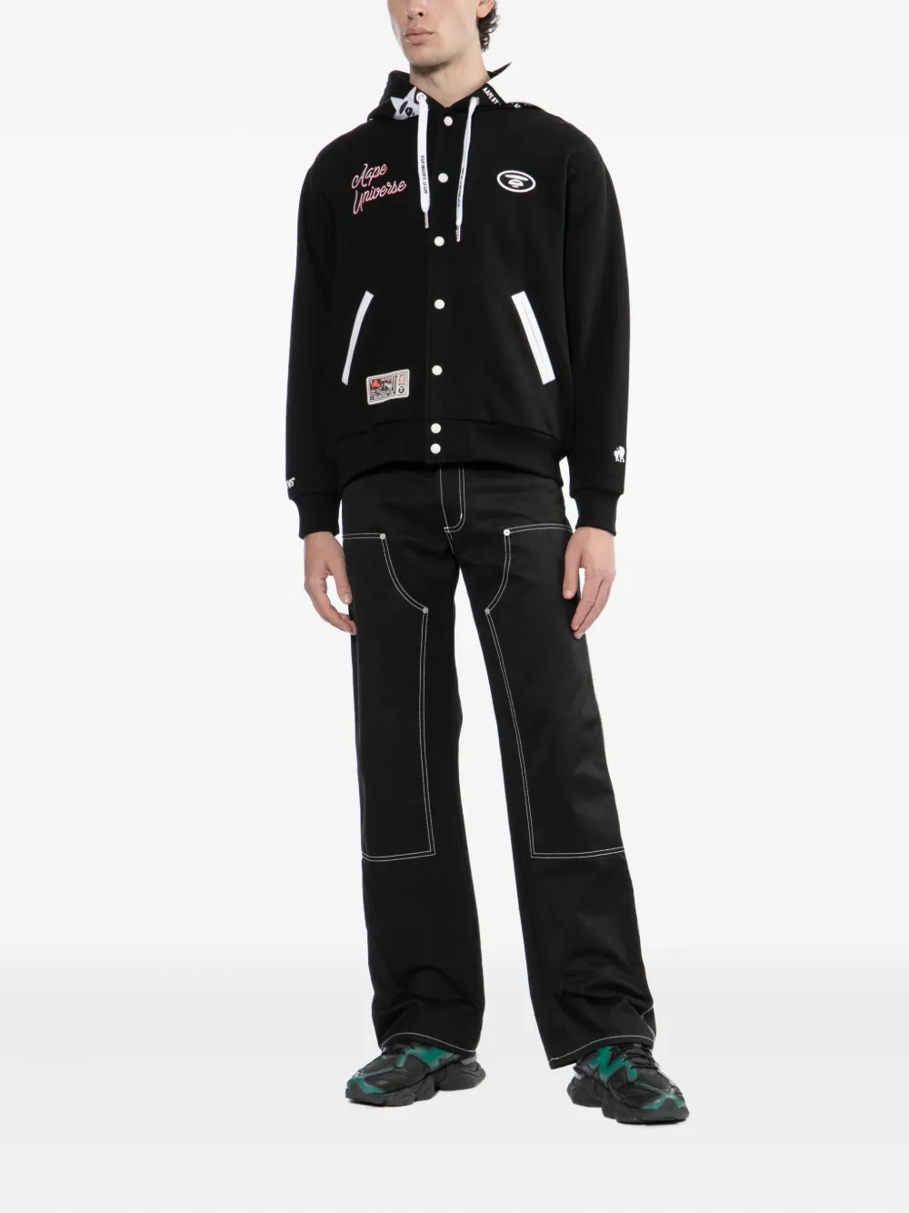 Aape By A Bathing Ape Moonface Bomber Jacket In Black