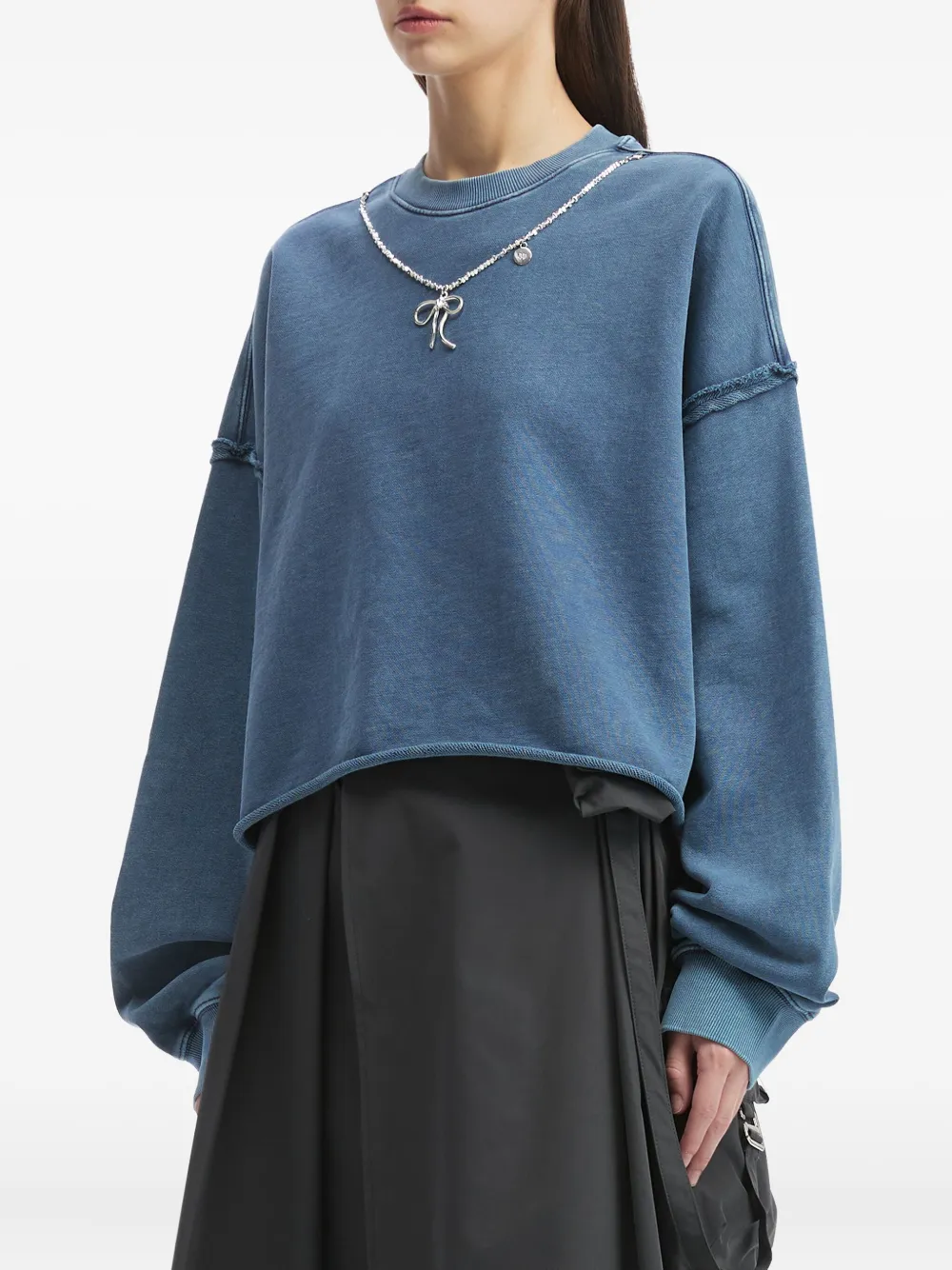 Musium Div. Raw-edge Embellished Sweatshirt In Blue
