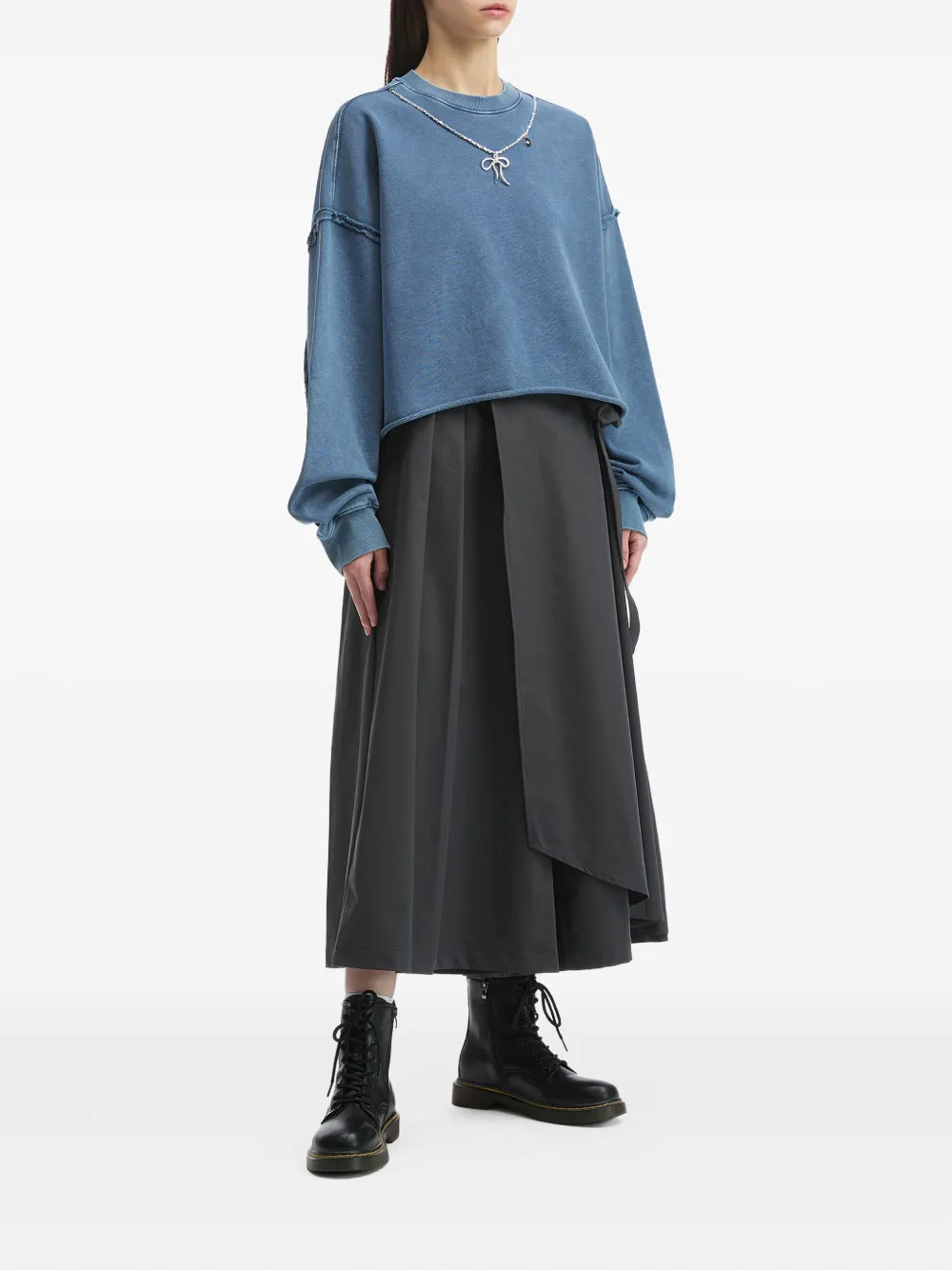 Musium Div. Raw-edge Embellished Sweatshirt In Blue