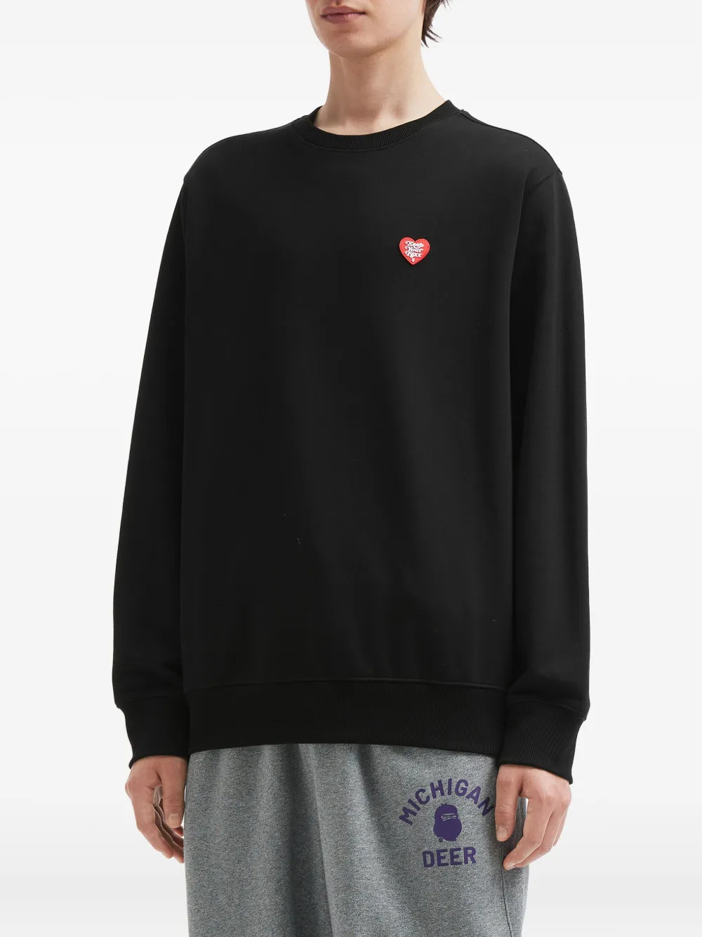 FINGERCROXX Katoenen sweater met hart-logo - Zwart
