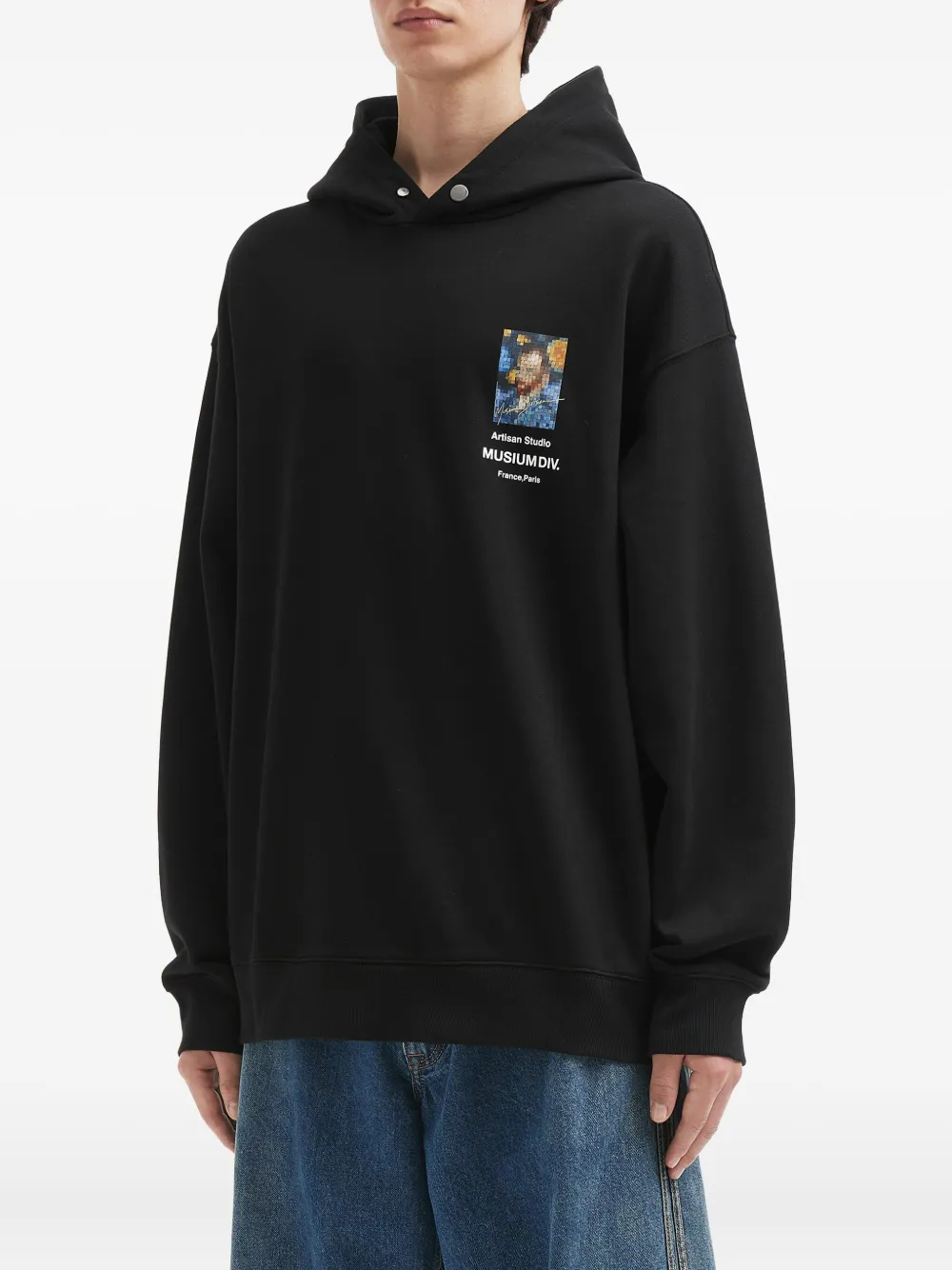 Musium Div. Pixel-print Hoodie In Black