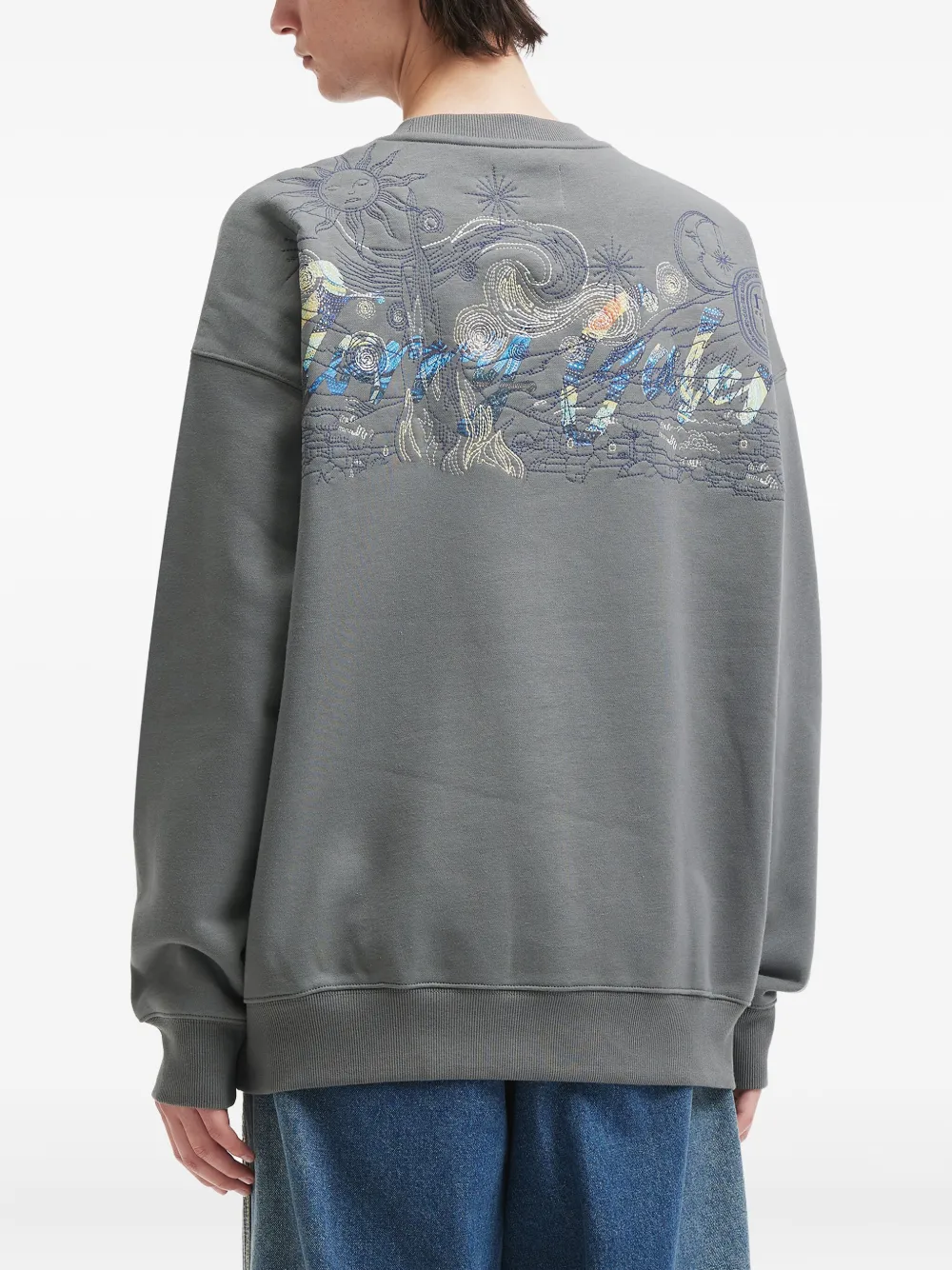 Musium Div. Embroidered Crew-neck Sweatshirt In Gray