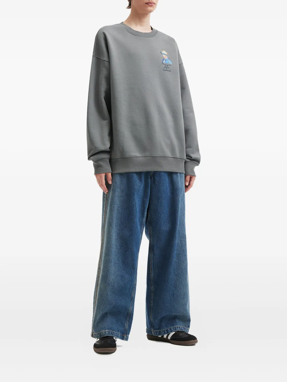 Musium Div. Embroidered Crew-neck Sweatshirt In Gray