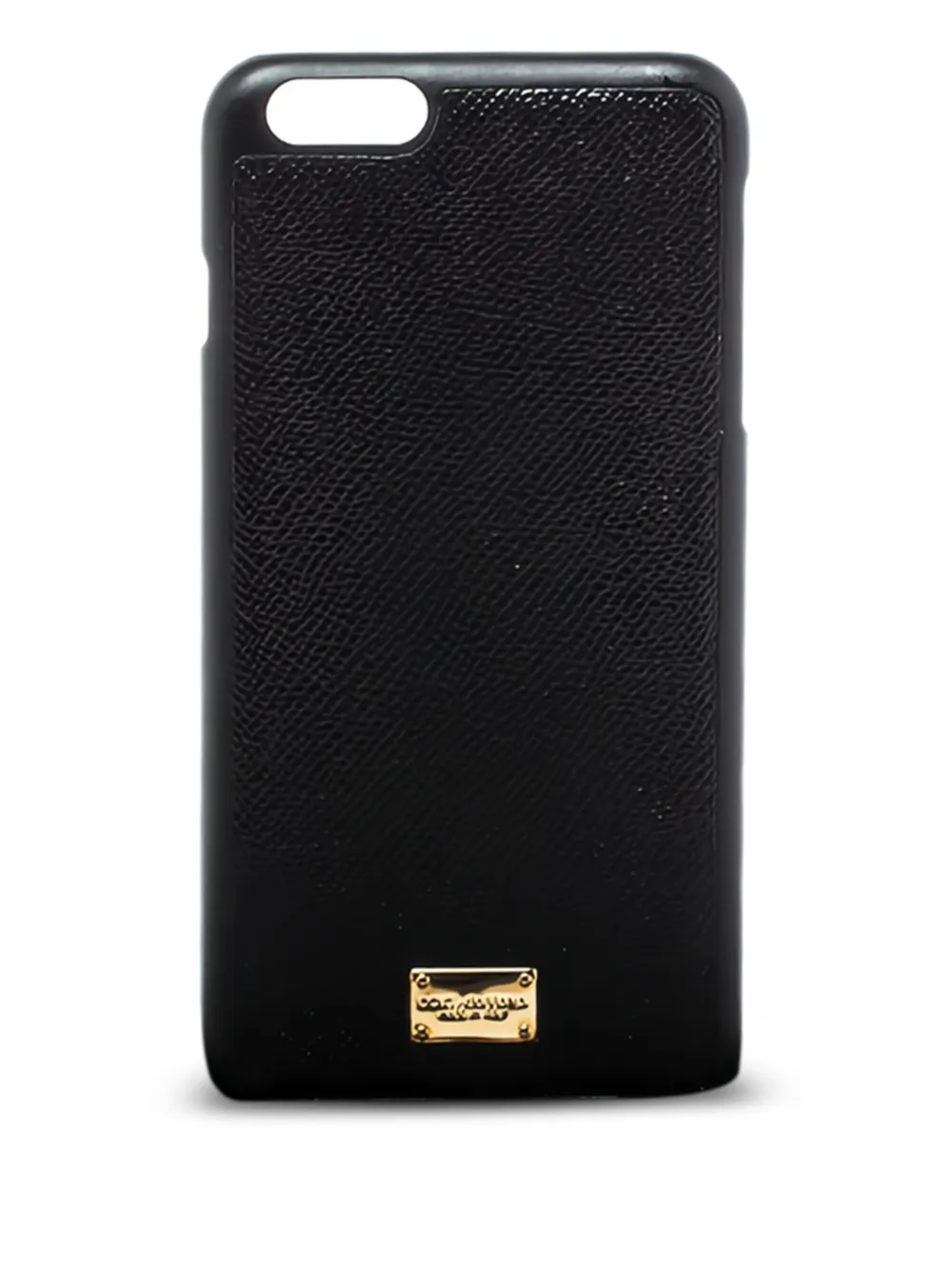 Pre-owned Dolce & Gabbana Leather Logo-plaque Iphone 7 And 8 Cover In Black