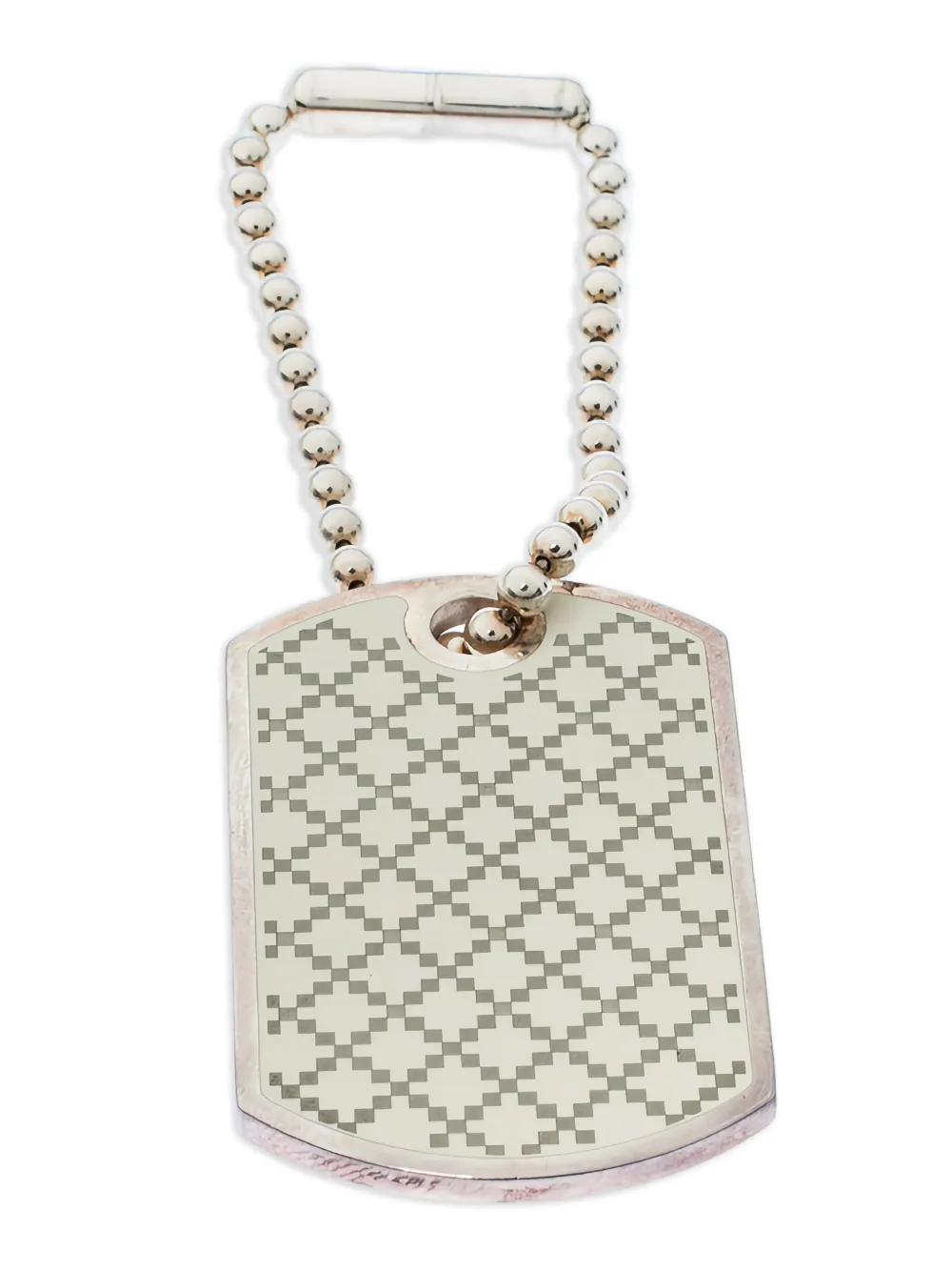 Gucci Pre-owned Geometric-pattern Enamel Tag Charm in Silver, view 2