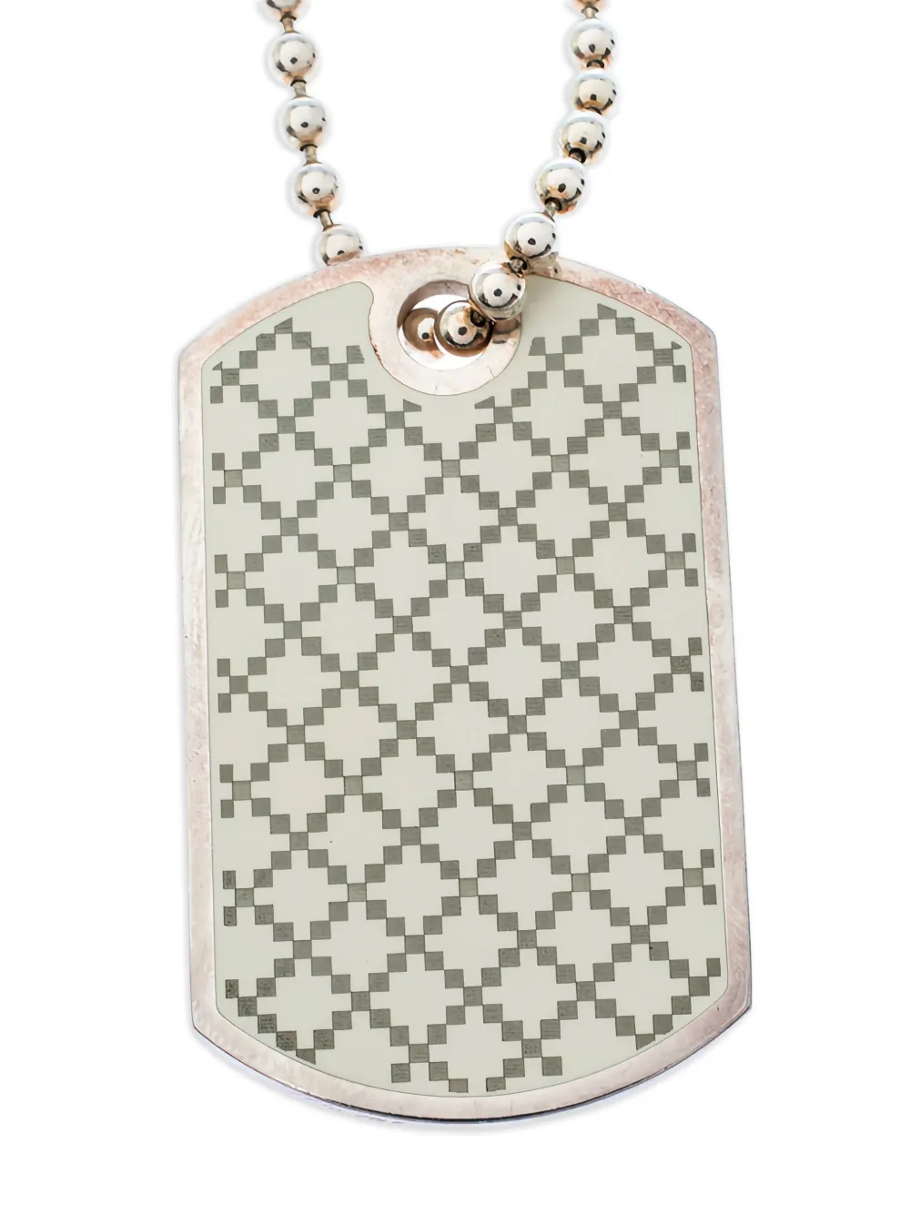 Gucci Pre-owned Geometric-pattern Enamel Tag Charm in Silver, view 3