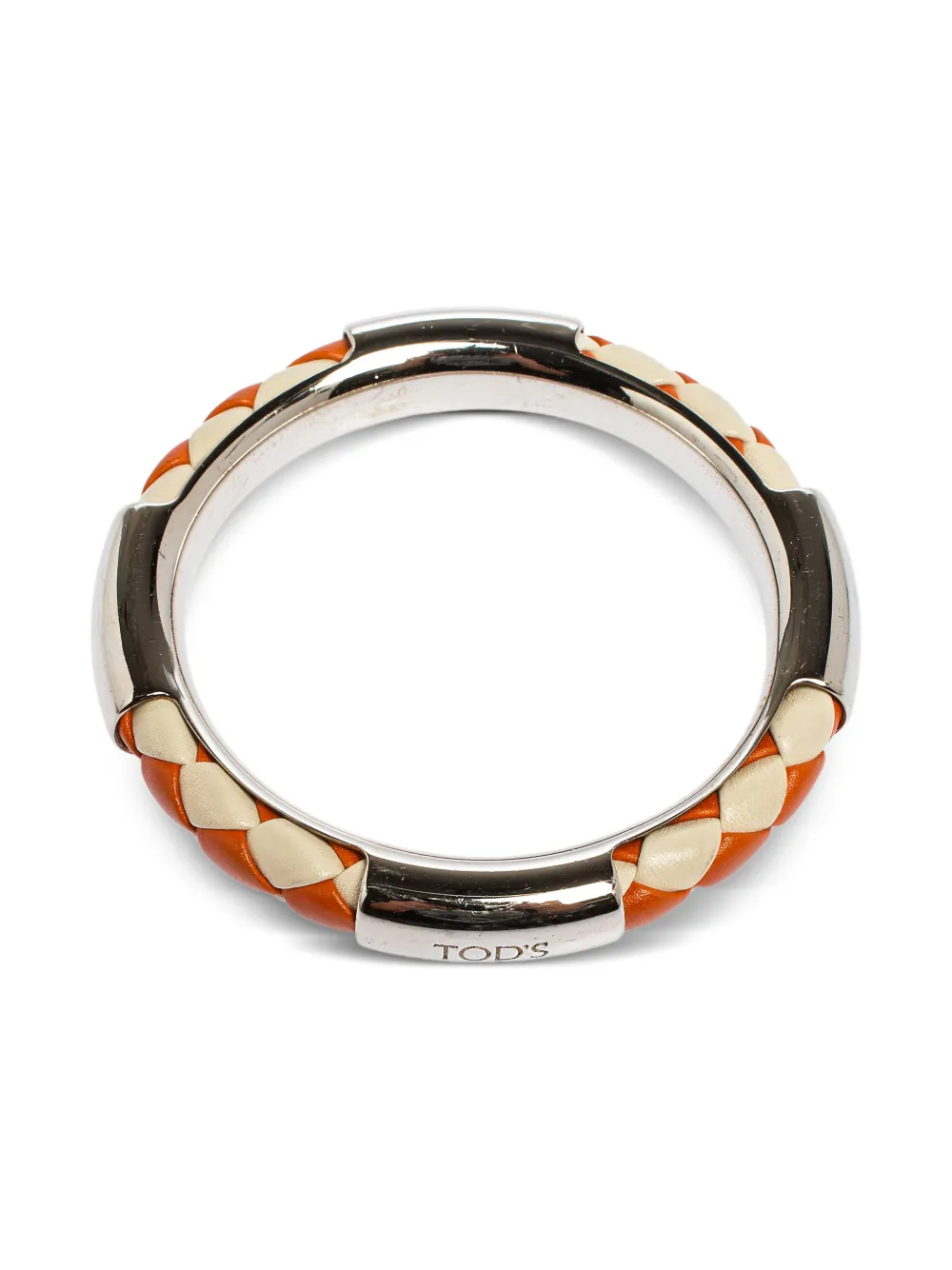 Pre-owned Tod's Leather Woven Bracelet In Silver