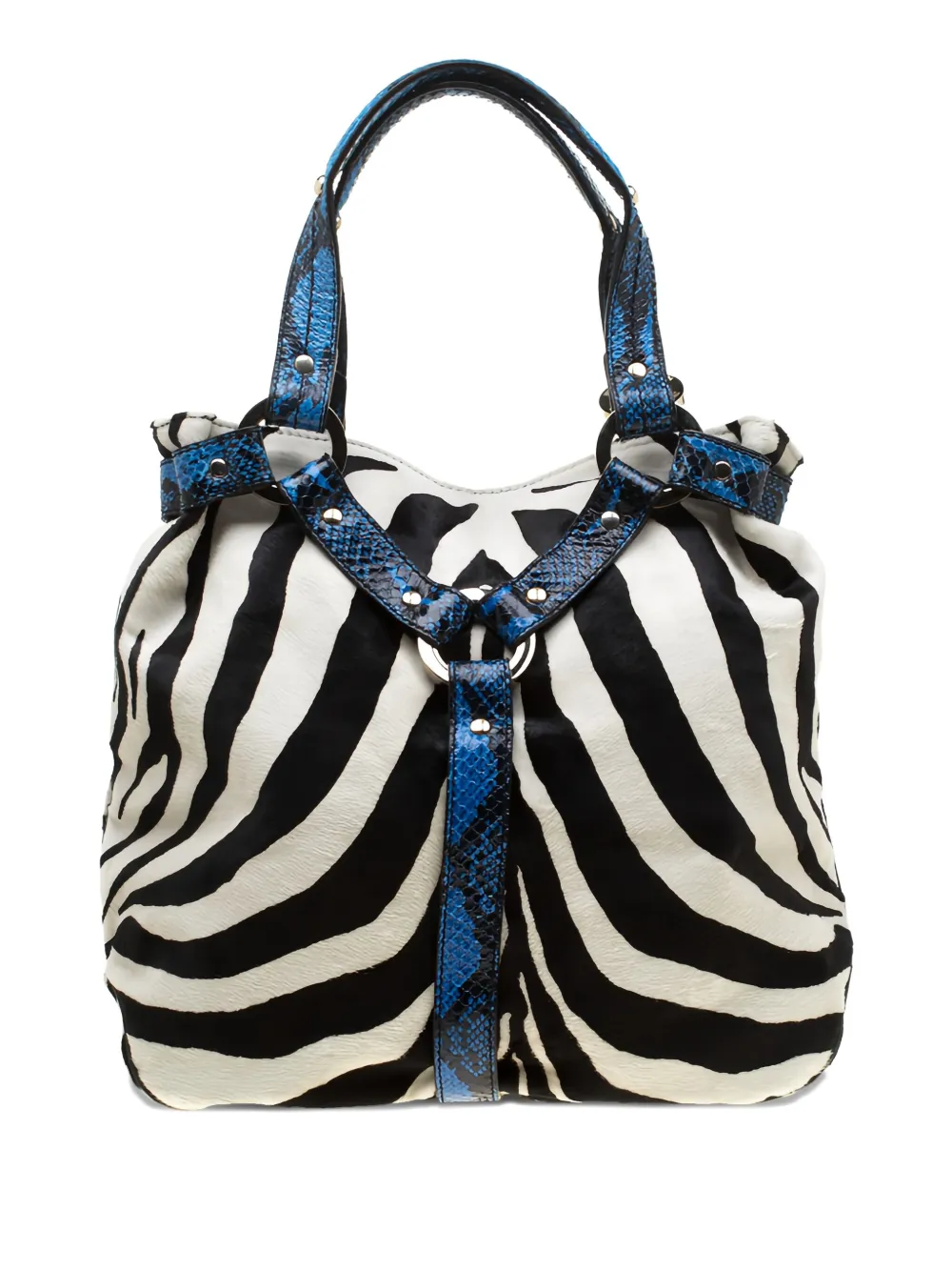 Jimmy Choo Pre-Owned Odette zebra-print snakeskin-trimmed bag | White | Image 1