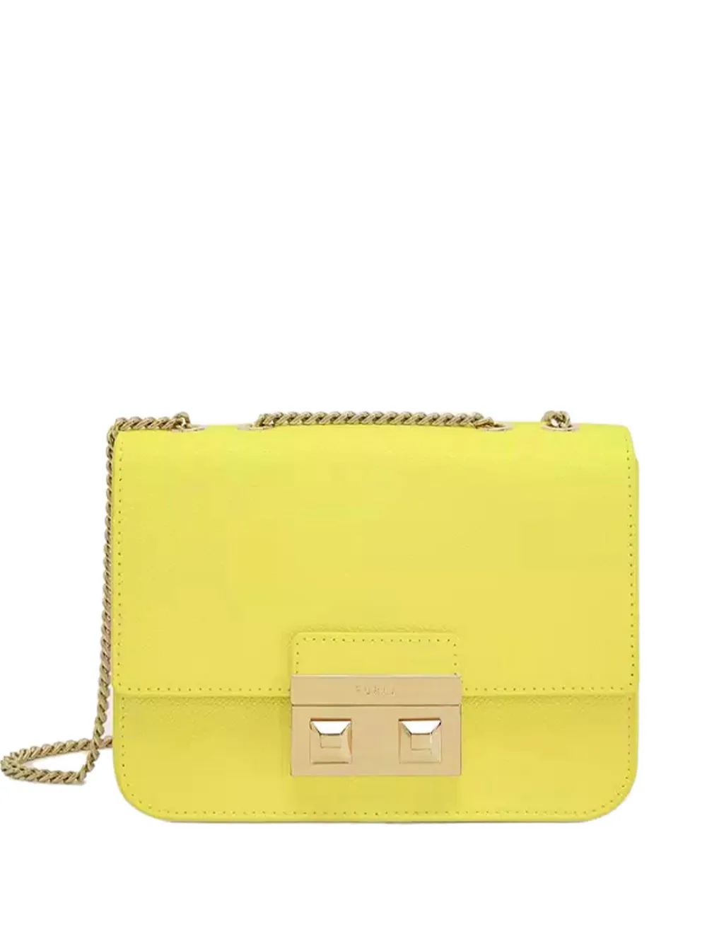 Pre-owned Furla Mini Bella Leather Chain Crossbody Bag In Green