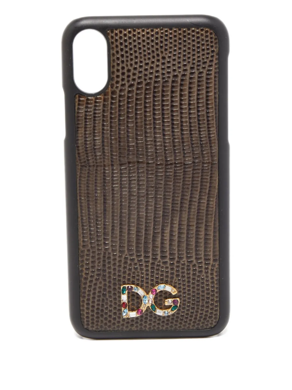 Pre-owned Dolce & Gabbana Lizard Embossed-leather Iphone X Case In Green