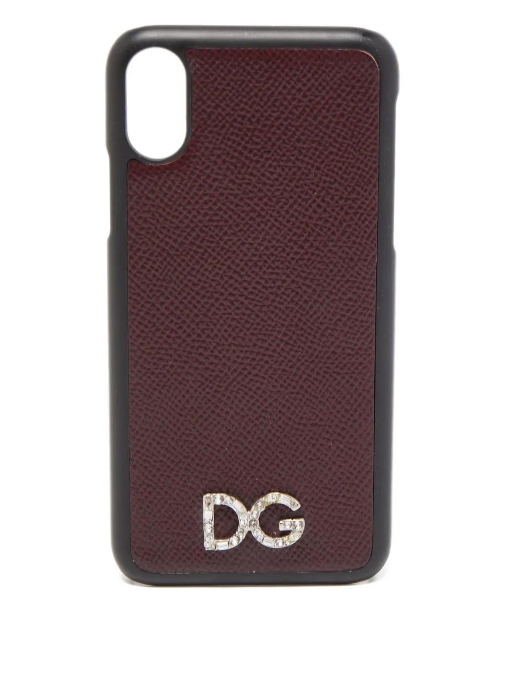 Pre-owned Dolce & Gabbana Crystal-embellished Leather Iphone X Case In Red
