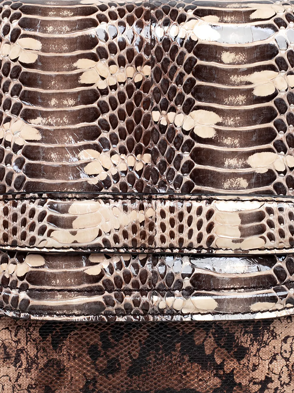 BOTTEGA VENETA Pre-owned Snake-leather Flap Shoulder Bag In Brown