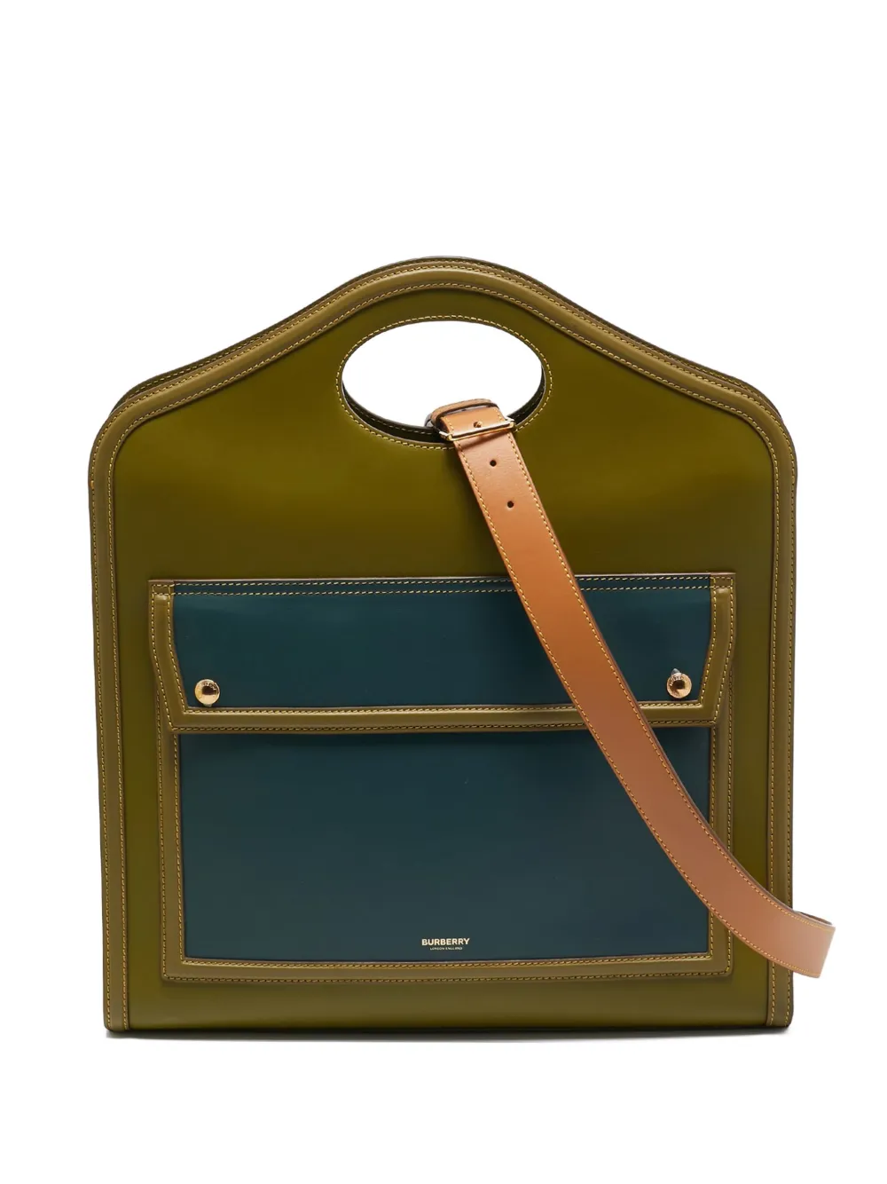 Burberry Pre-Owned Borsa tote in pelle con tasche - Verde