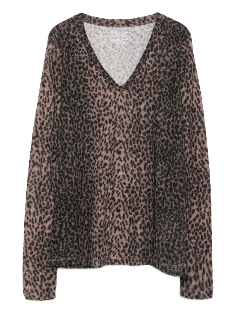 Majestic Filatures leopard-print v-neck sweater | Pink | Image 1