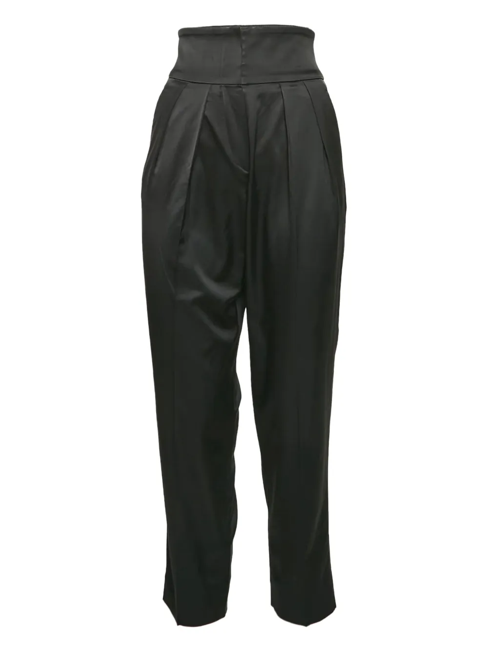 Pre-owned Emporio Armani Satin Pleated Trousers In Black