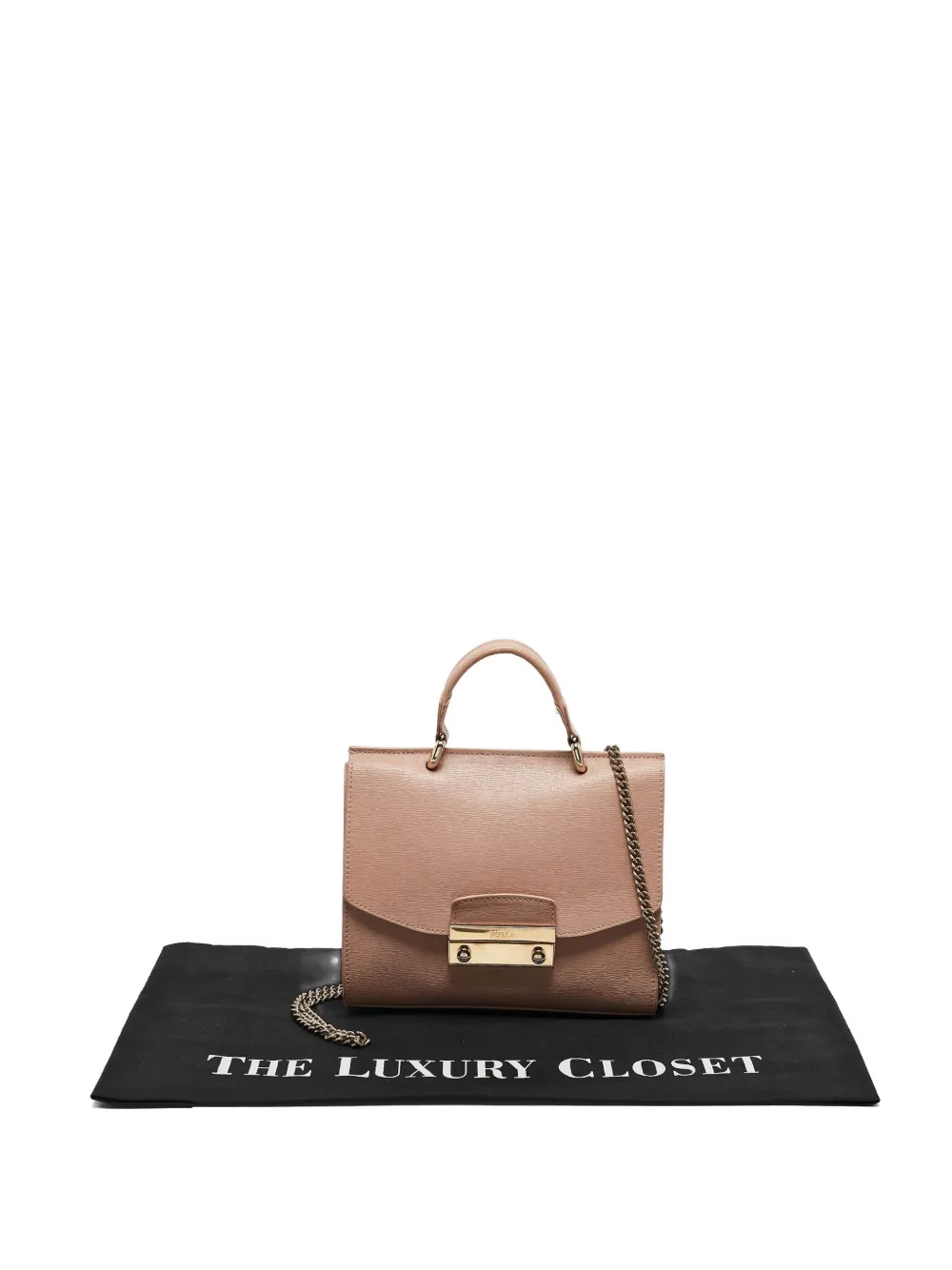 Pre-owned Furla Saffiano-leather Flap Shoulder Bag In Pink