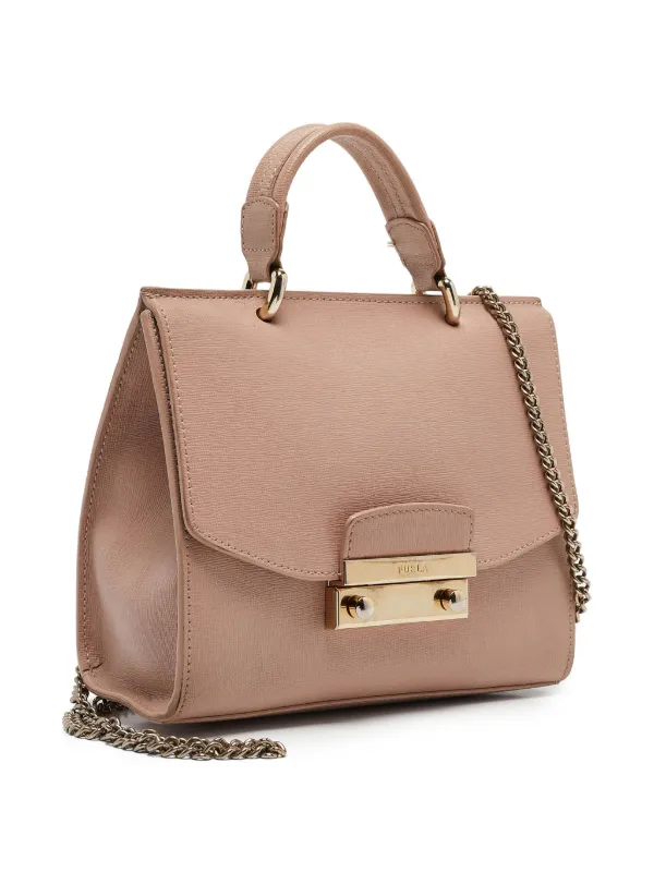 Furla サフィアーノレザー フラップ ショルダーバッグ | ピンク 