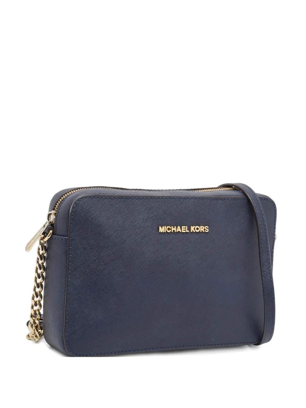 Pre-owned Michael Kors Jet Set Chain-strap Leather Cross Body Bag In Blue