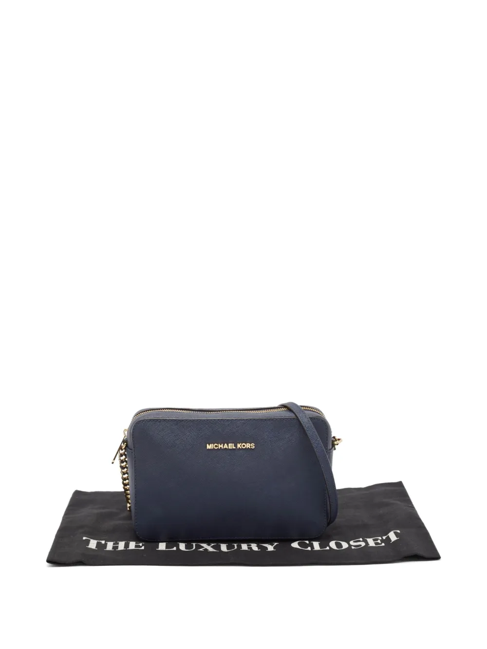 Pre-owned Michael Kors Jet Set Chain-strap Leather Cross Body Bag In Blue