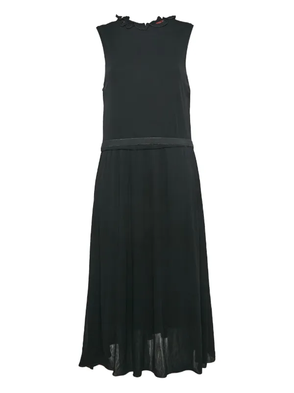 jersey dresses 2000s Max Mara ribbon-trimmed Midi Dress | Black throwback jersey jersey dress 2000s