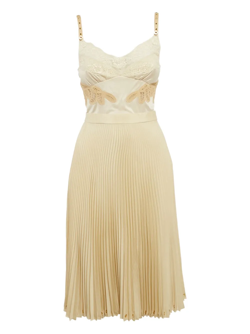 Burberry Pre-Owned Abito plissettato con dettagli in pizzo - Toni neutri