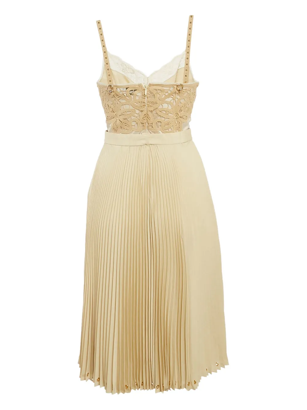 Burberry Pre-Owned Geplooide jurk met kanten vlakken - Beige