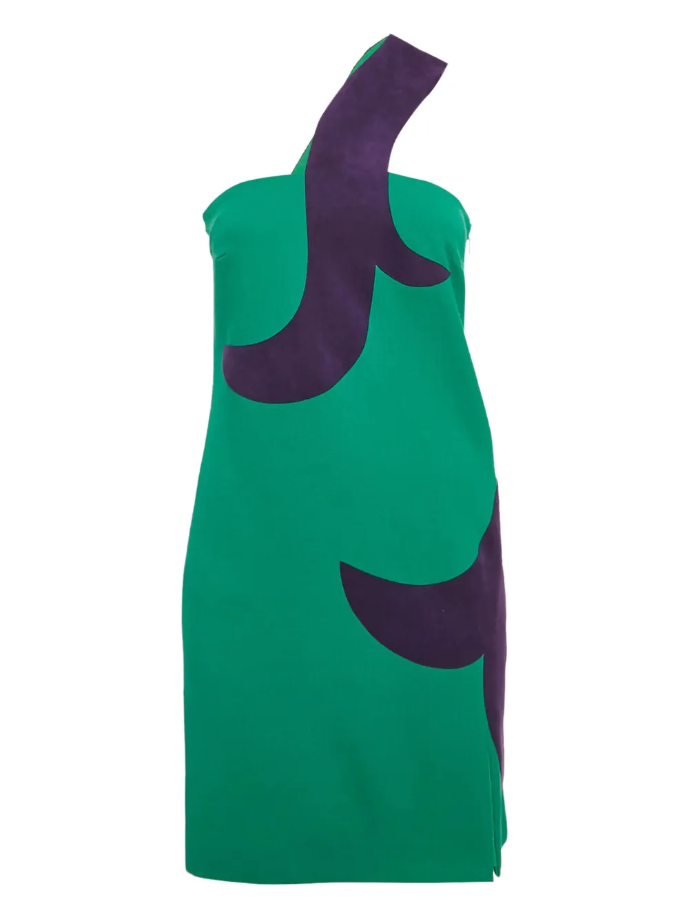 Pre-owned Versace One-shoulder Appliqué Dress In Green