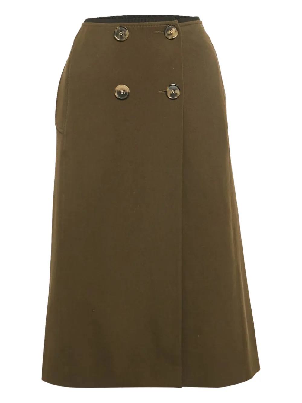 Pre-owned Dries Van Noten Button-detail Midi Skirt In Green