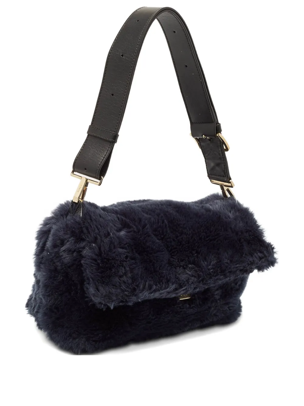 Pre-owned Furla Faux-fur Shoulder Bag In Blue