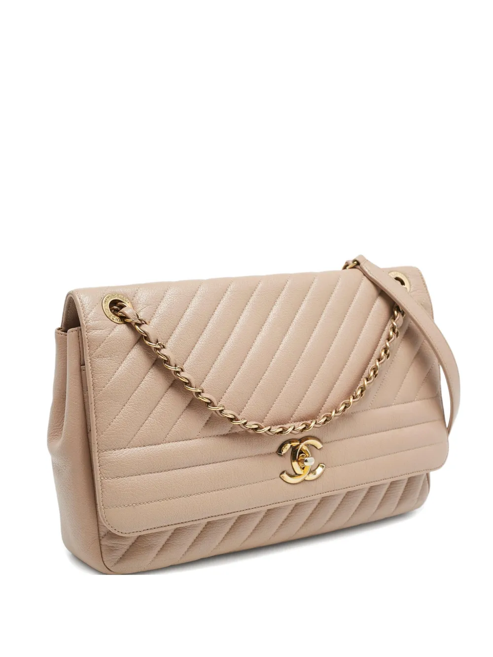 Click to view more detailed imagery on our partner's website Pre-owned Chanel Medium Flap Quilted Chain Bag In Neutral