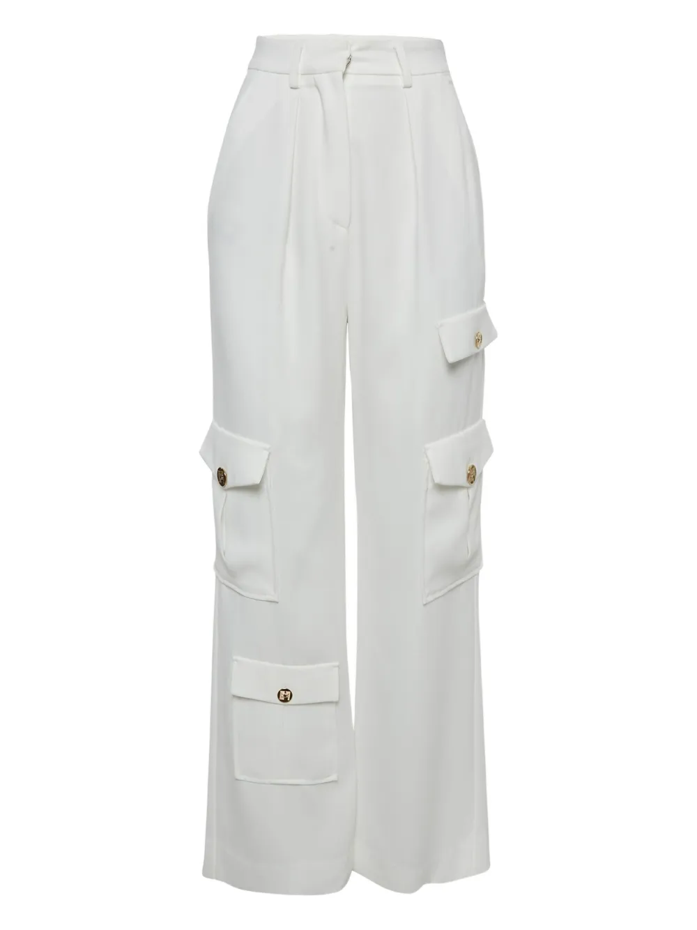 Pre-owned Elisabetta Franchi High-waist Cargo Pants In White