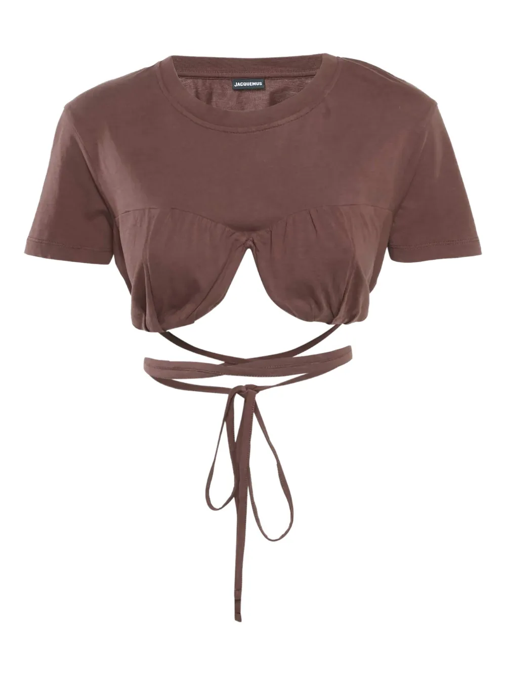 Jacquemus Pre-Owned playera corto con moño en la parte delantera | marrón | Image 1