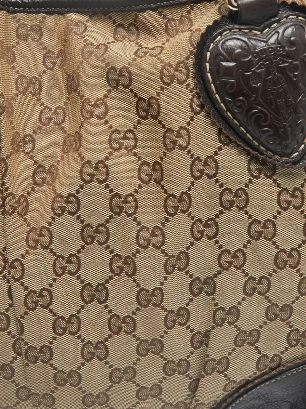 GUCCI Pre-owned 2000s Monogram Heart-detail Tote Bag In Neutral