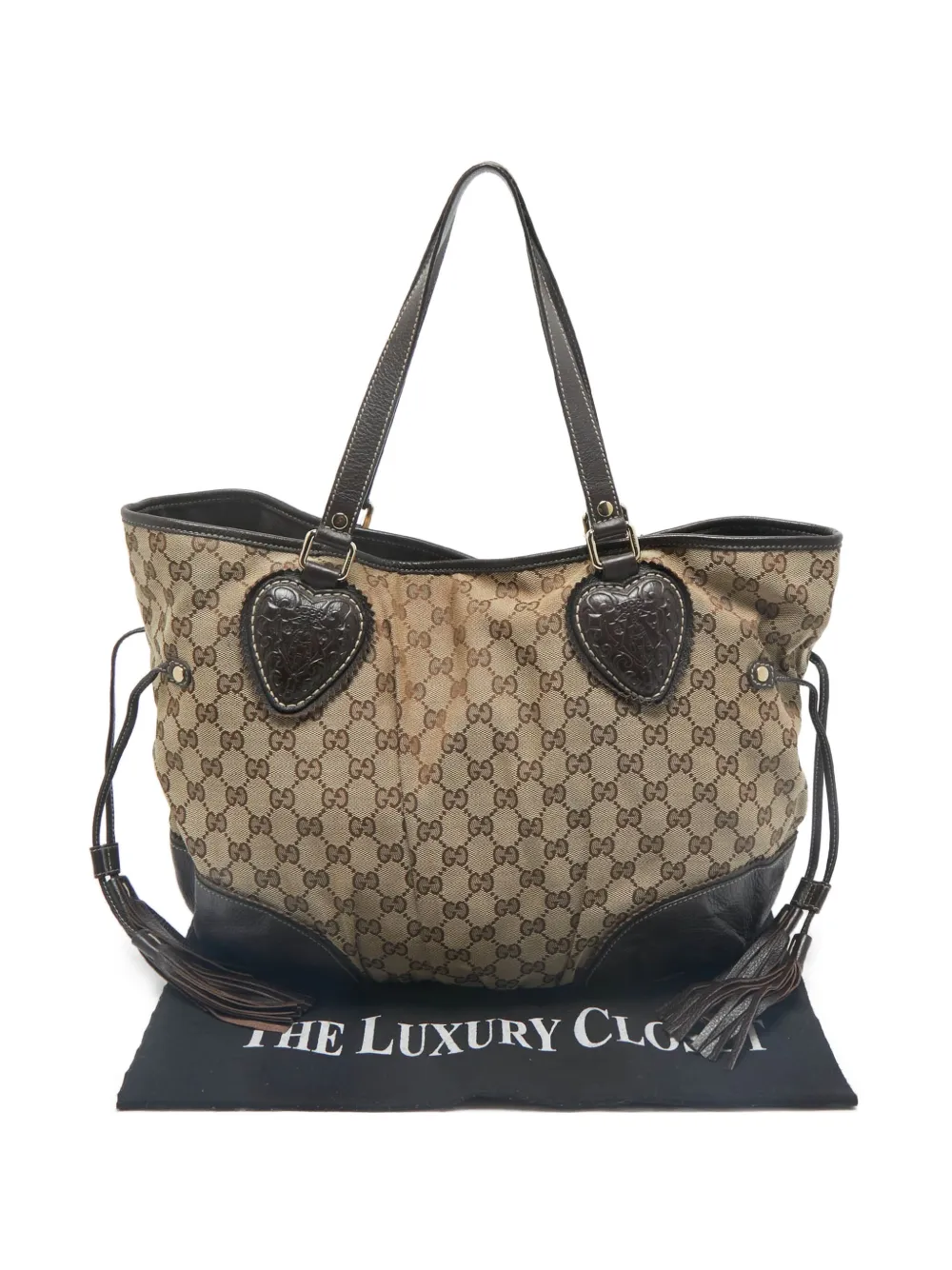 Click to view more detailed imagery on our partner's website Pre-owned Gucci 2000s Monogram Heart-detail Tote Bag In Neutral