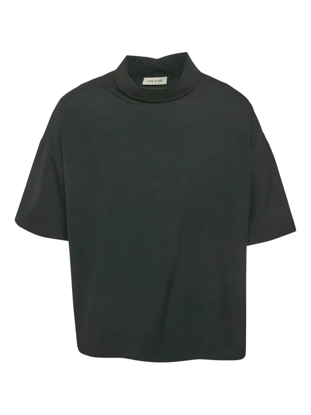 Pre-owned Fear Of God Mock-neck Cotton-wool Tee In Black