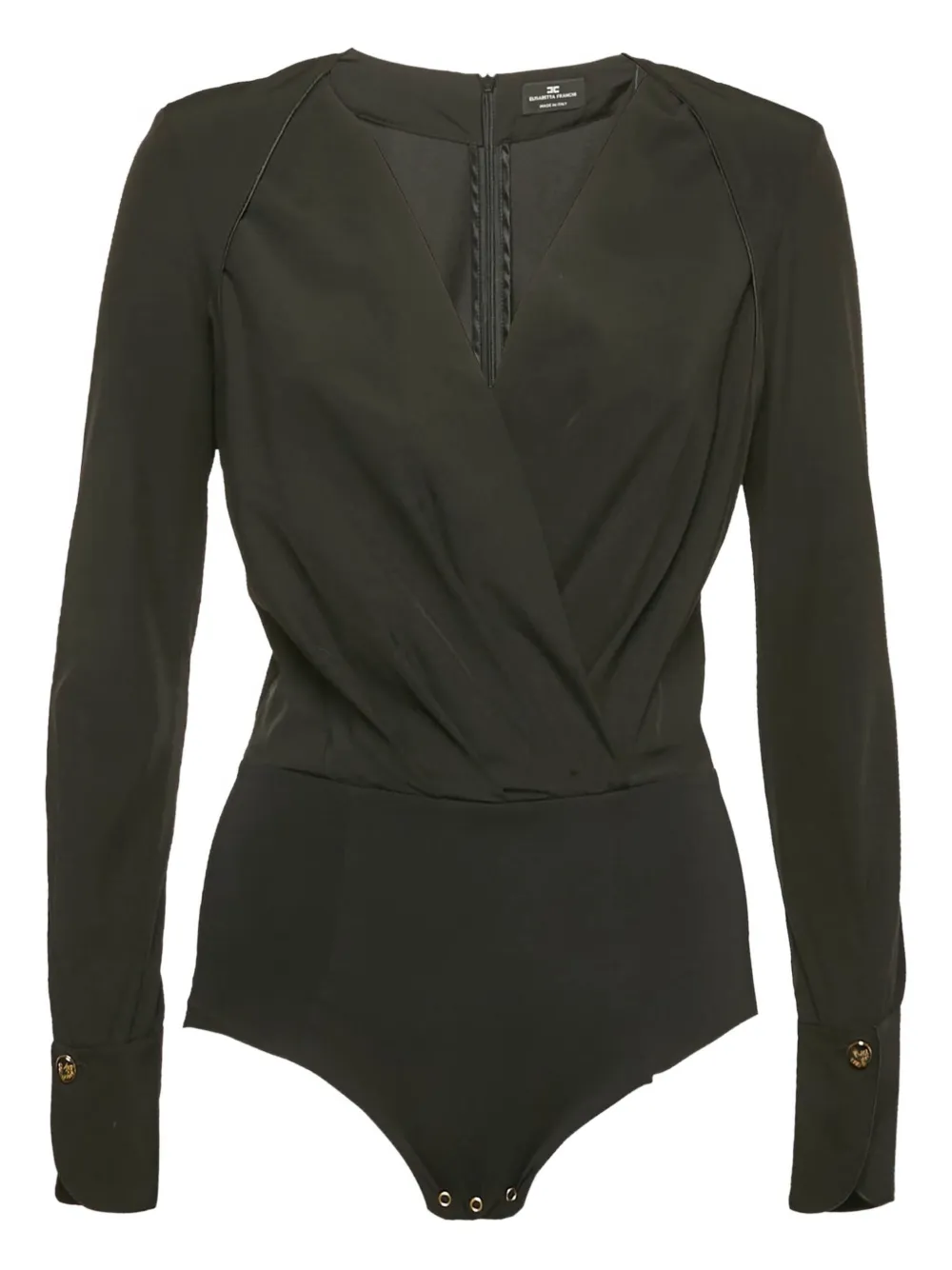 Elisabetta Franchi wrap-effect long-sleeve bodysuit | Black | Image 1