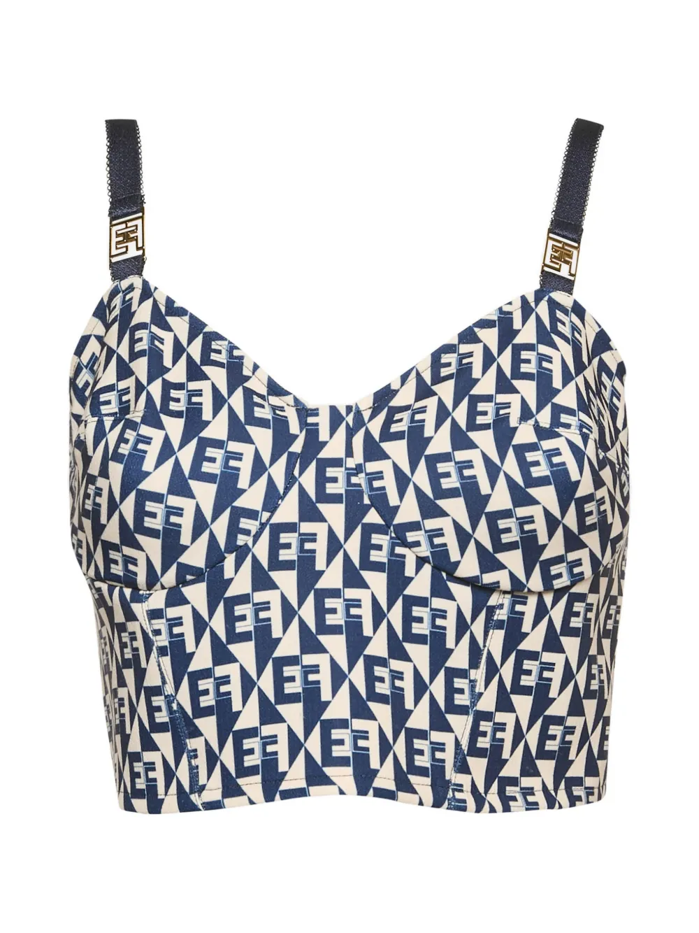 Elisabetta Franchi logo-print strap top - Blau