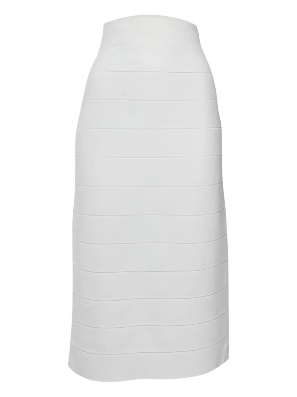 Pre-owned Herve Leger Bandage Midi Skirt In White