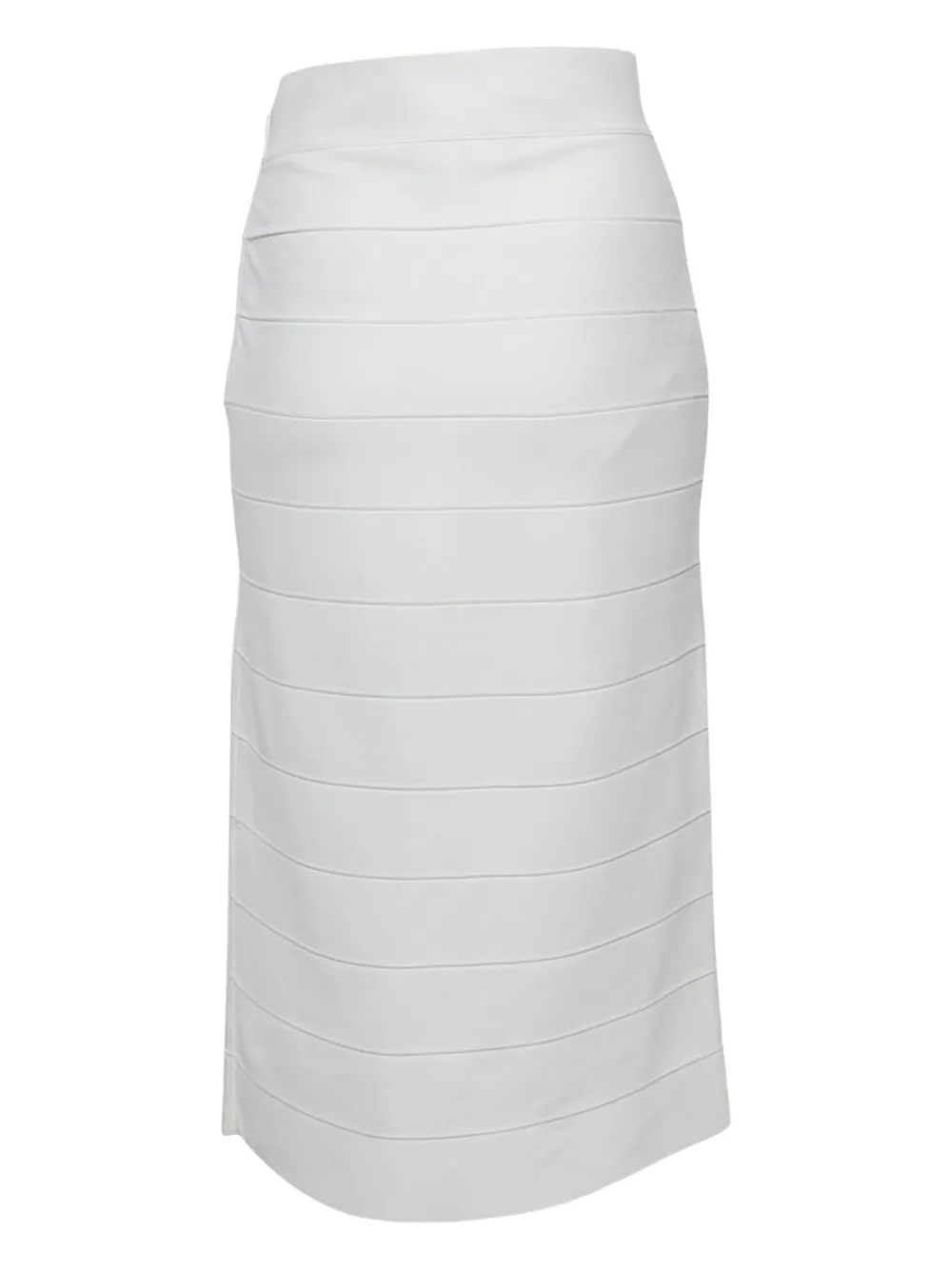 Pre-owned Herve Leger Bandage Midi Skirt In White