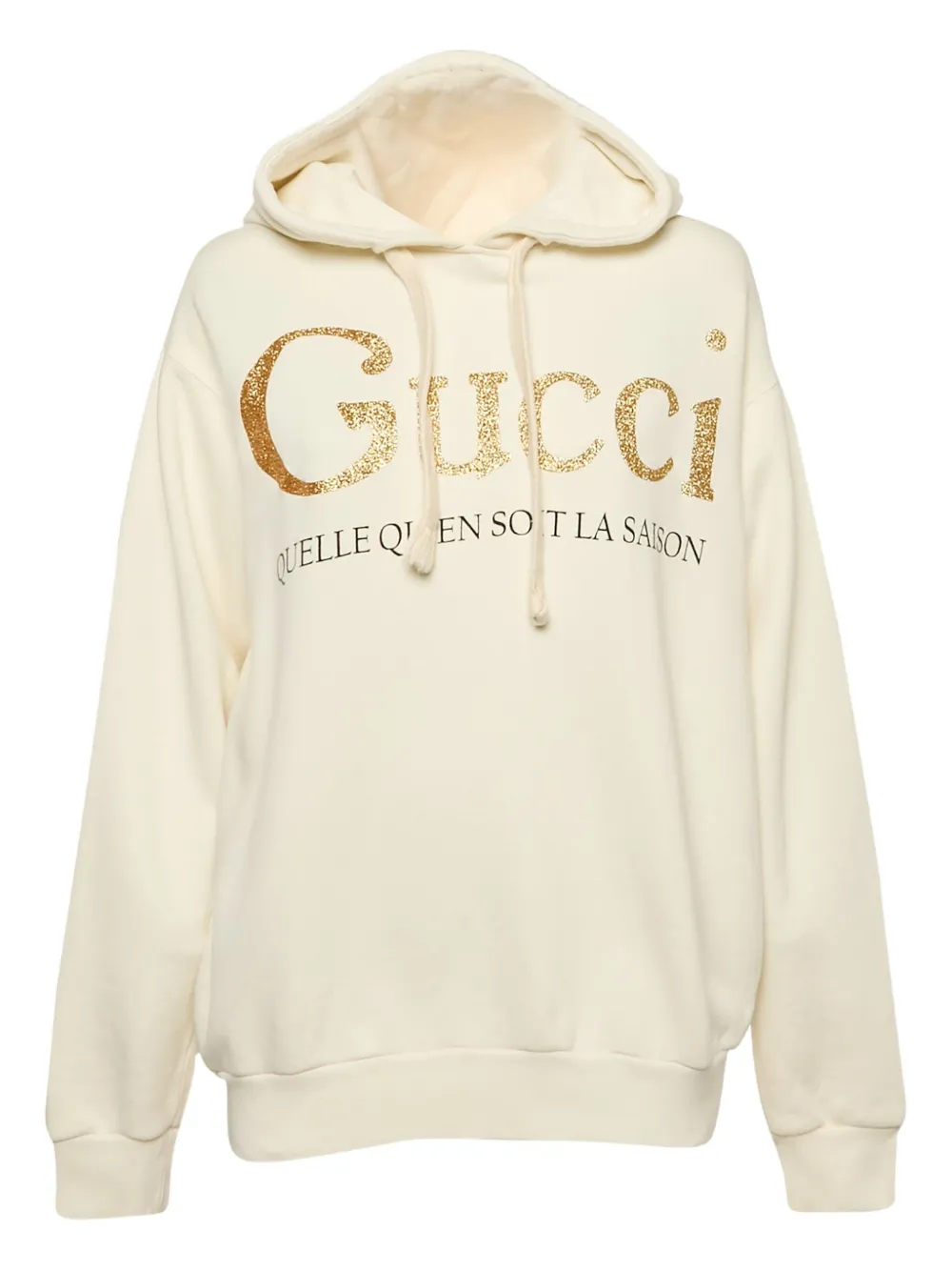 Click to view more detailed imagery on our partner's website Pre-owned Gucci Glitter-logo Cotton Hoodie In White