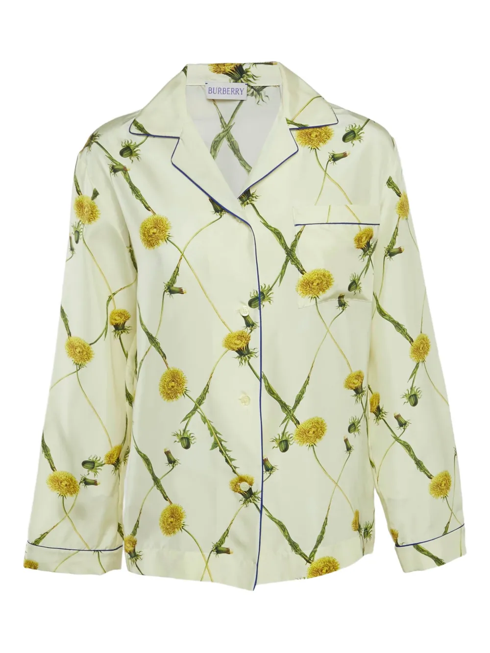 Pre-owned Burberry Dandelion-print Silk Shirt In Yellow