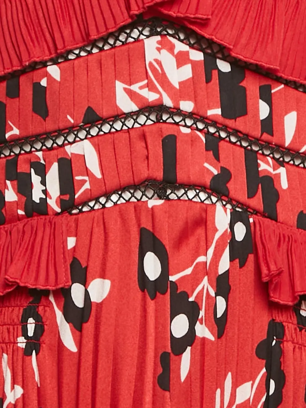 Self-Portrait Geplooide jurk met bloemenprint - Rood