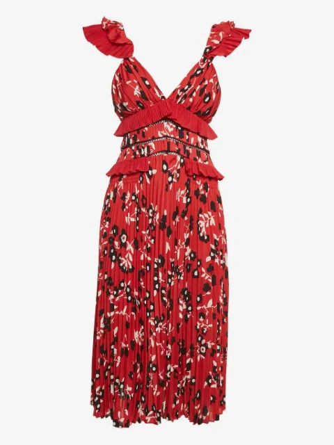 Self-Portrait floral-print pleated dress