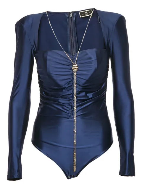 Elisabetta Franchi satin long-sleeve bodysuit
